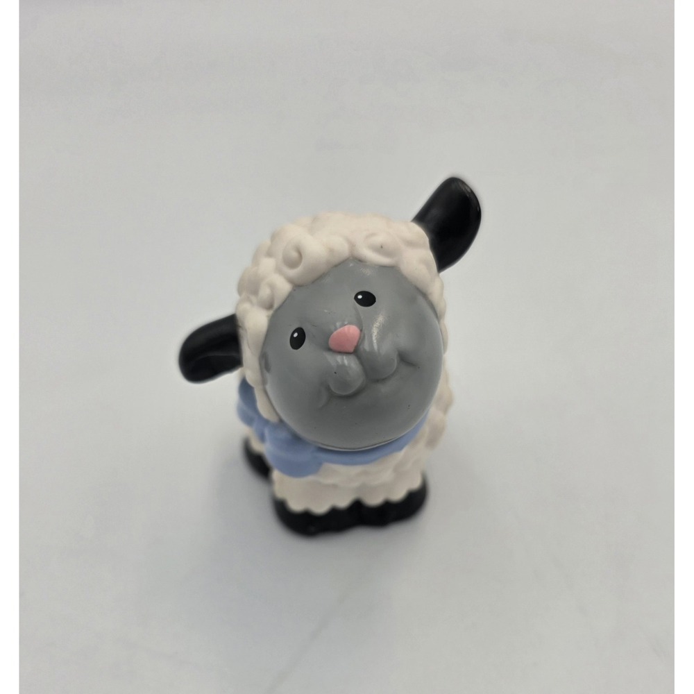 Rare 1997 Fisher Price Little Pople Lamb with Blue Bow Sheep Figure